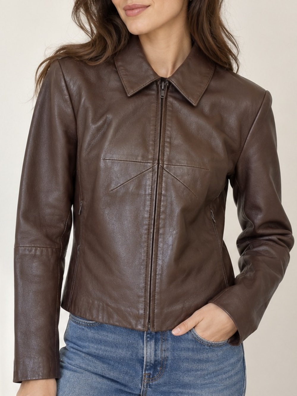 Vintage Late 90s Wilson’s Leather Maxima Brown Full-Zip Jacket - L